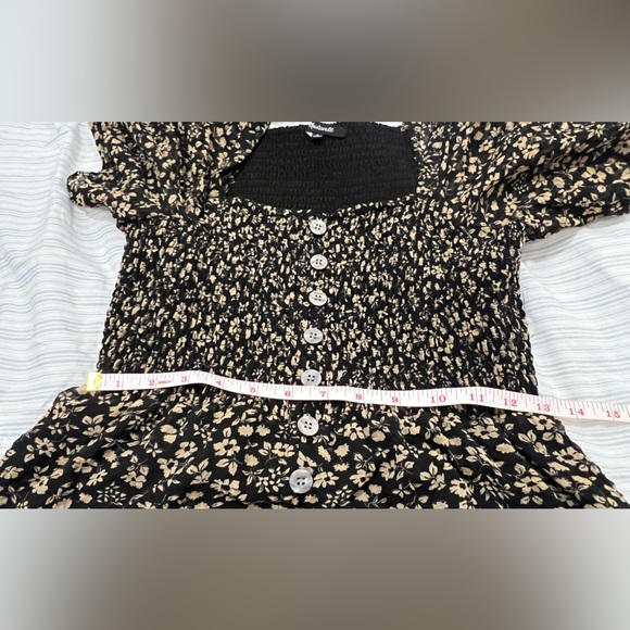 Madewell Dress - Black floral midi dress with front slit - Picture 7 of 11